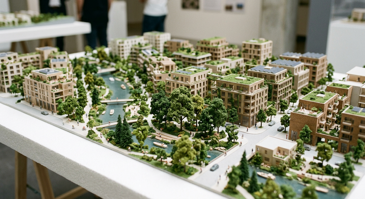 A scale model of a green city district